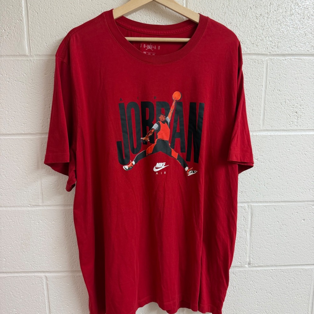 Jordan Mens Jumpman Flight Graphic T-Shirt 3XL Red Y2K Sporty Streetwear Tee